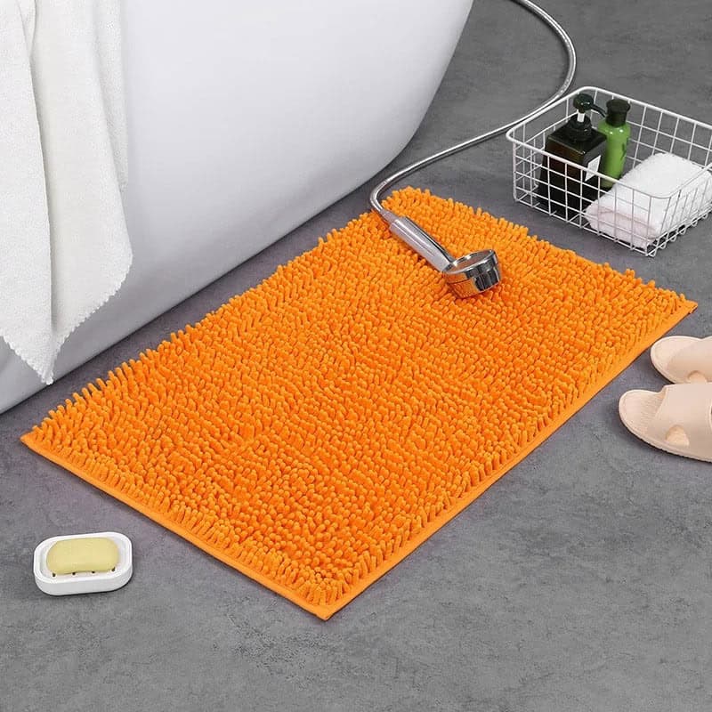 Chenille Badmat Oranje – Badkamer Tapijt SEO