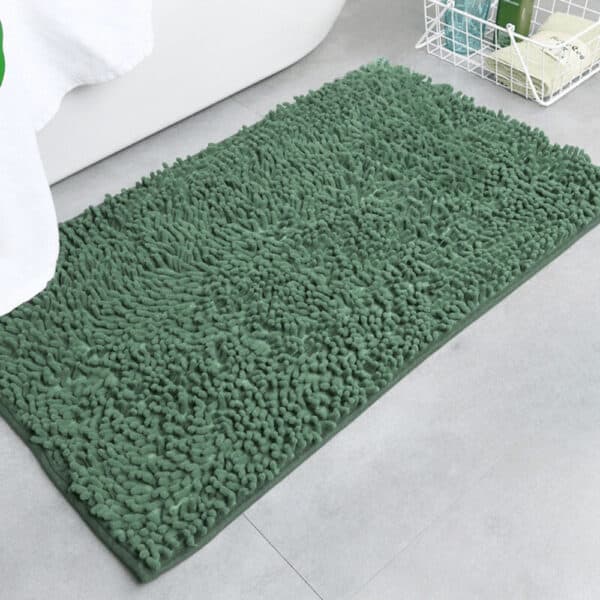 Donker Groene Badmat Chenille – Antislip Badkamer Mat