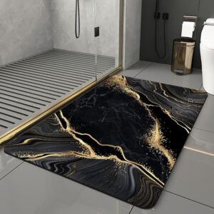 Zwarte en Gouden Badmat – Luxe Badkameraccessoire