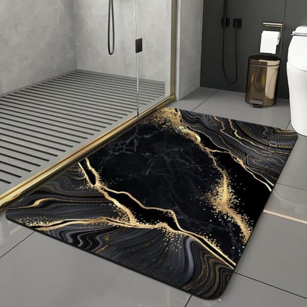 Zwarte en Gouden Badmat – Luxe Badkameraccessoire