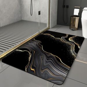 Zwarte en Gouden Badmat – Luxe Badkameraccessoire